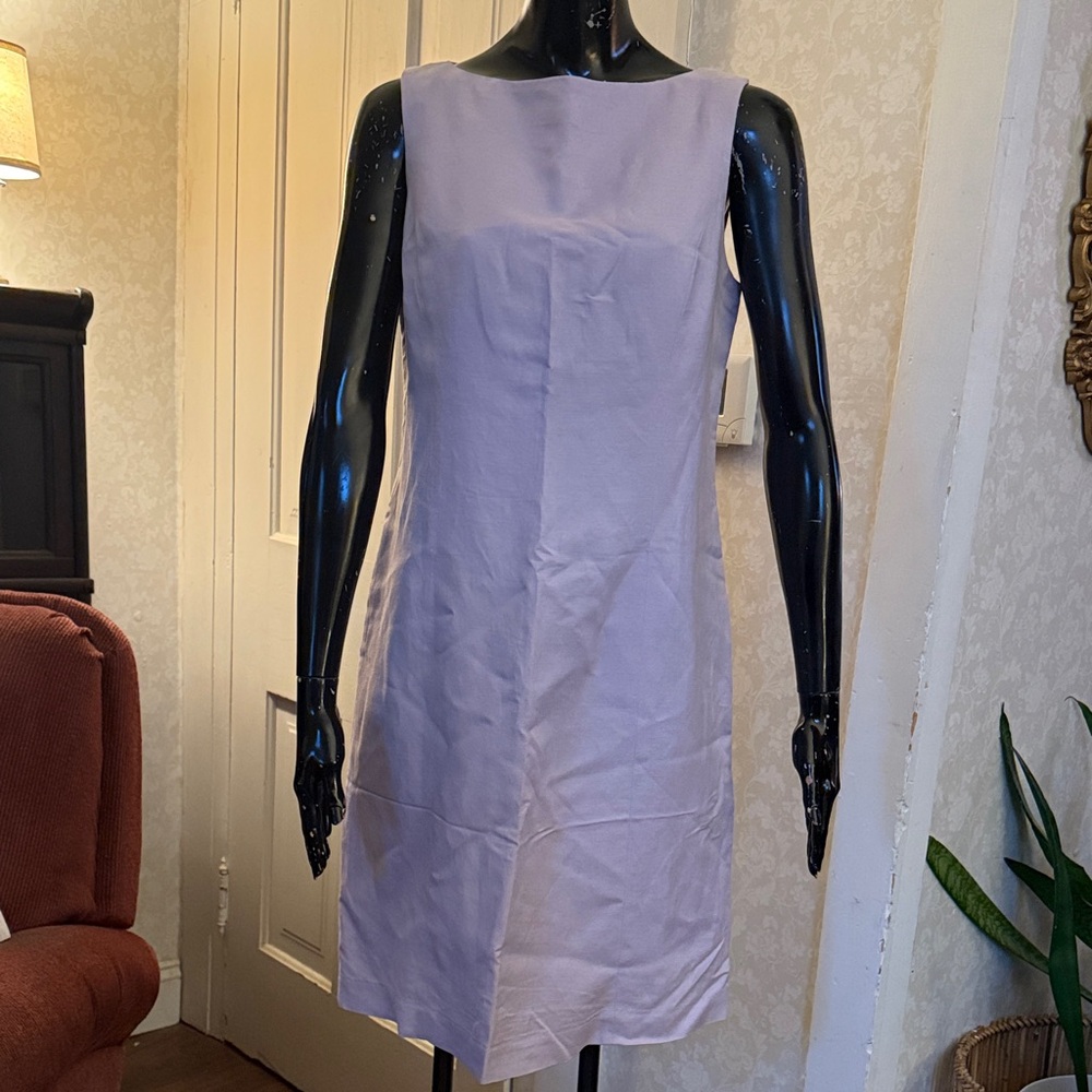 Vintage Linen Blend Savannah 90’s Lavender Sleeveless Sheath Dress Size 10